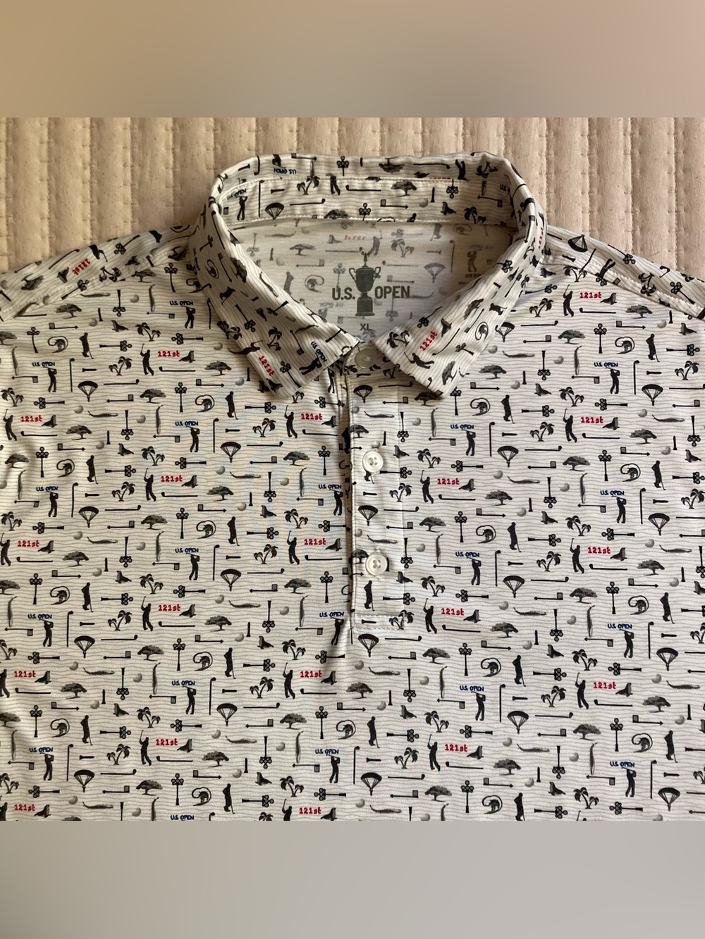121st US Open Golf Performance Polo Shirt Men’s XL Torrey Pines White AOP